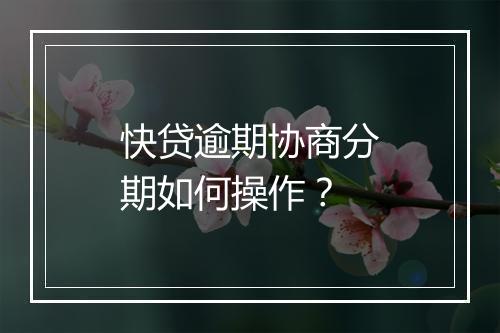 快贷逾期协商分期如何操作？