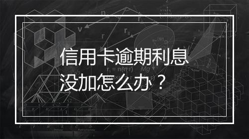 信用卡逾期利息没加怎么办？