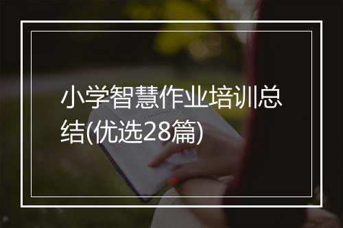 小学智慧作业培训总结(优选28篇)