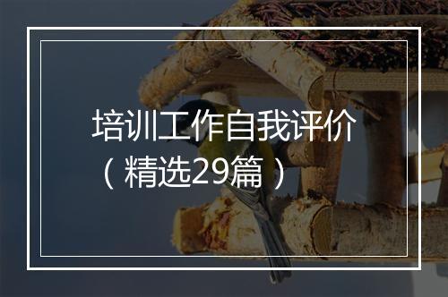 培训工作自我评价（精选29篇）