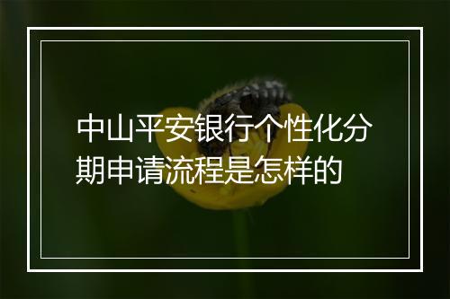 中山平安银行个性化分期申请流程是怎样的