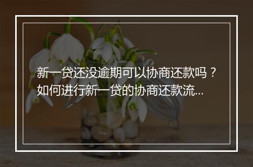 新一贷还没逾期可以协商还款吗？如何进行新一贷的协商还款流程？
