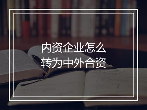 内资企业怎么转为中外合资