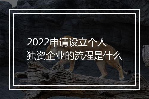 2022申请设立个人独资企业的流程是什么