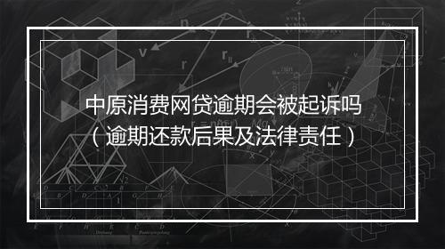 中原消费网贷逾期会被起诉吗（逾期还款后果及法律责任）
