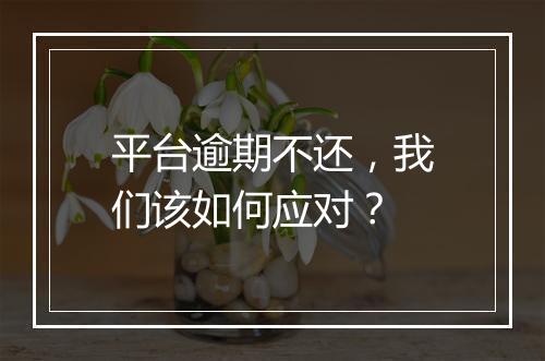 平台逾期不还，我们该如何应对？