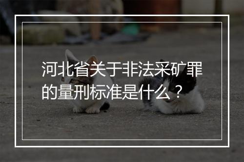 河北省关于非法采矿罪的量刑标准是什么？