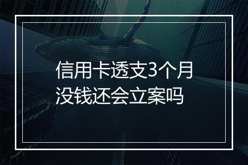 信用卡透支3个月没钱还会立案吗