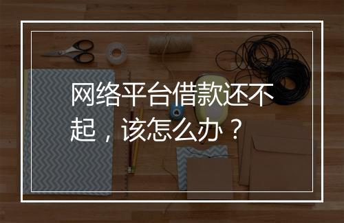 网络平台借款还不起，该怎么办？