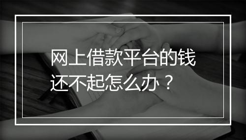 网上借款平台的钱还不起怎么办？