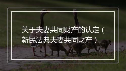关于夫妻共同财产的认定（新民法典夫妻共同财产）