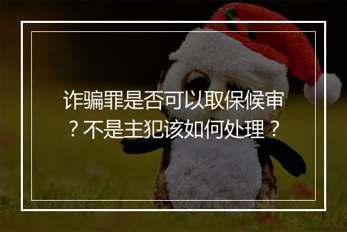诈骗罪是否可以取保候审？不是主犯该如何处理？