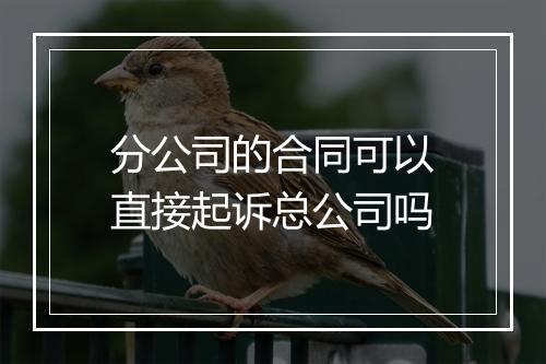 分公司的合同可以直接起诉总公司吗