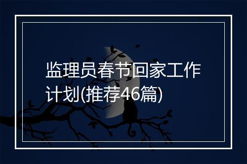 监理员春节回家工作计划(推荐46篇)