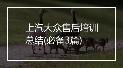 上汽大众售后培训总结(必备3篇)