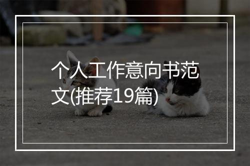 个人工作意向书范文(推荐19篇)