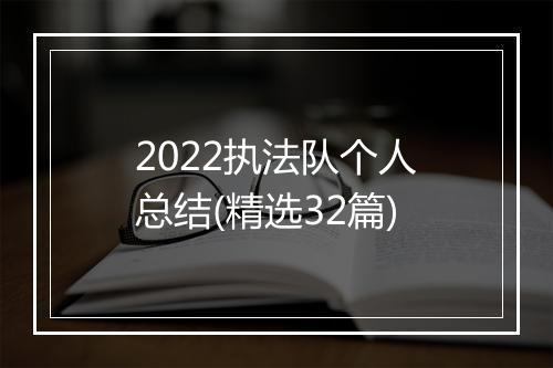 2022执法队个人总结(精选32篇)