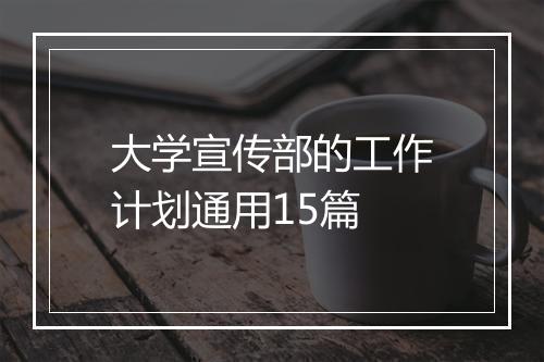 大学宣传部的工作计划通用15篇