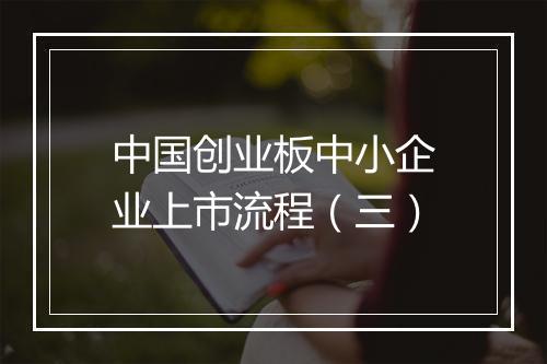 中国创业板中小企业上市流程（三）
