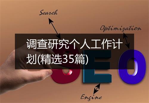 调查研究个人工作计划(精选35篇)