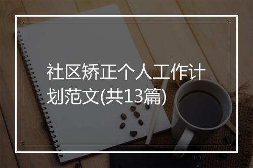 社区矫正个人工作计划范文(共13篇)