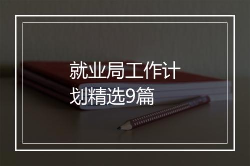 就业局工作计划精选9篇