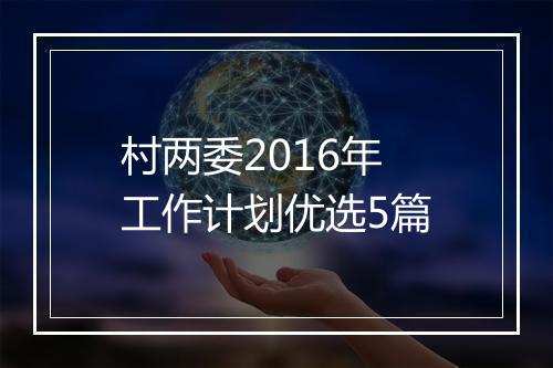 村两委2016年工作计划优选5篇