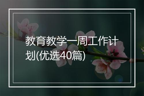 教育教学一周工作计划(优选40篇)