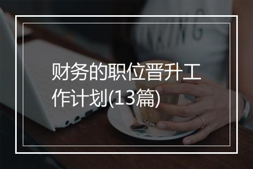 财务的职位晋升工作计划(13篇)