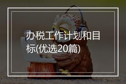 办税工作计划和目标(优选20篇)