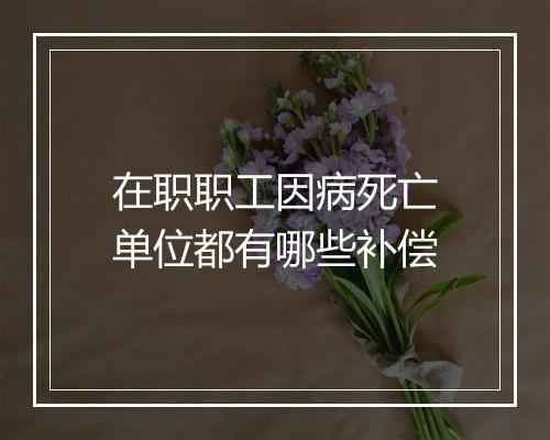 在职职工因病死亡单位都有哪些补偿