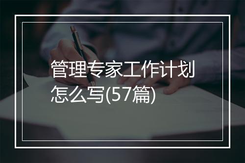 管理专家工作计划怎么写(57篇)