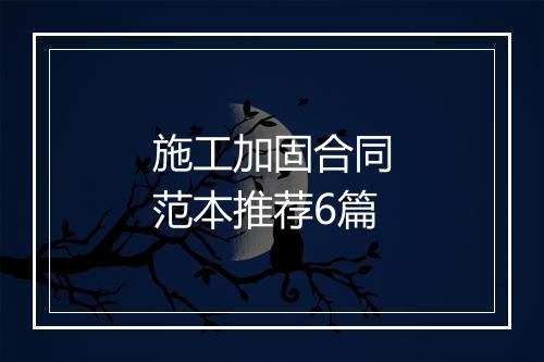 施工加固合同范本推荐6篇