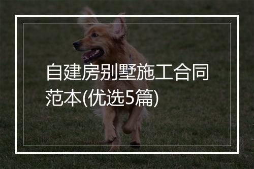 自建房别墅施工合同范本(优选5篇)