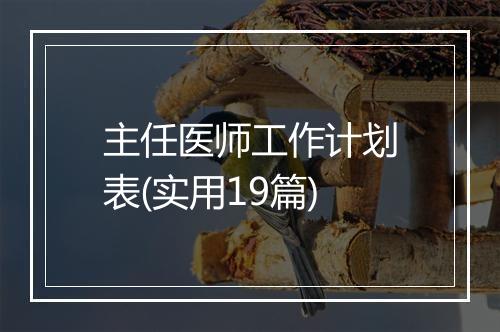 主任医师工作计划表(实用19篇)