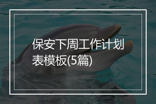 保安下周工作计划表模板(5篇)