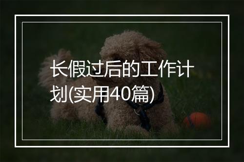 长假过后的工作计划(实用40篇)