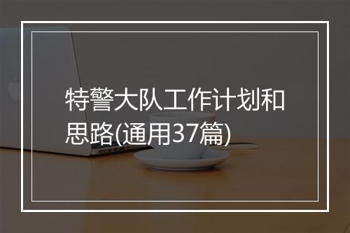 特警大队工作计划和思路(通用37篇)
