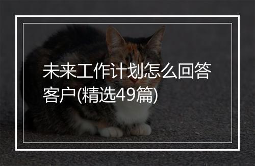 未来工作计划怎么回答客户(精选49篇)