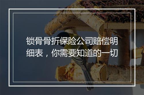 锁骨骨折保险公司赔偿明细表，你需要知道的一切