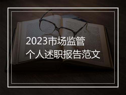 2023市场监管个人述职报告范文