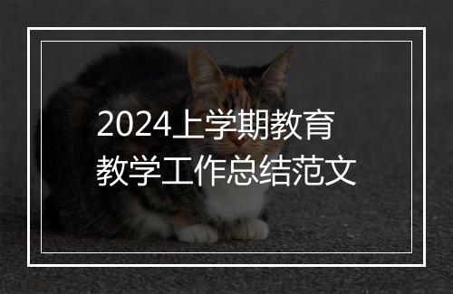 2024上学期教育教学工作总结范文