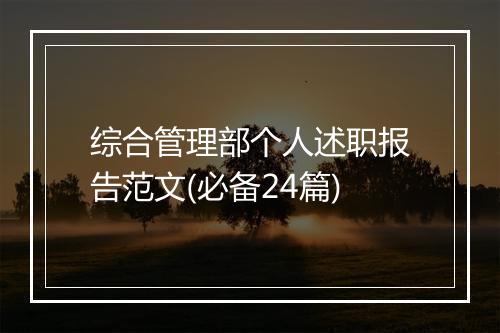 综合管理部个人述职报告范文(必备24篇)