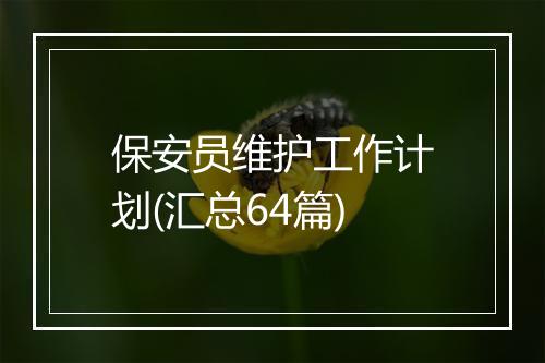 保安员维护工作计划(汇总64篇)