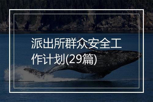 派出所群众安全工作计划(29篇)