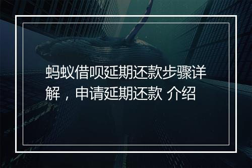 蚂蚁借呗延期还款步骤详解，申请延期还款 介绍