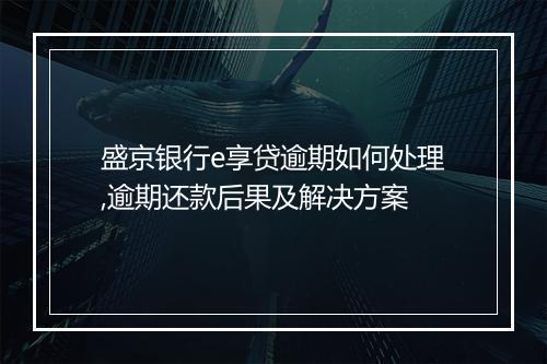 盛京银行e享贷逾期如何处理,逾期还款后果及解决方案