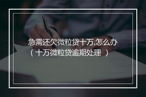 急需还欠微粒贷十万,怎么办（十万微粒贷逾期处理 ）