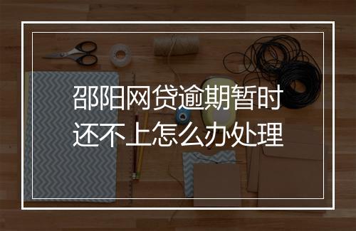 邵阳网贷逾期暂时还不上怎么办处理