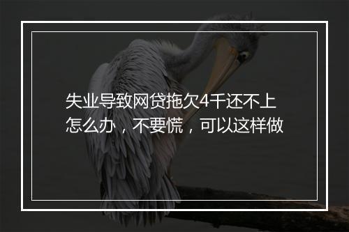 失业导致网贷拖欠4千还不上怎么办，不要慌，可以这样做